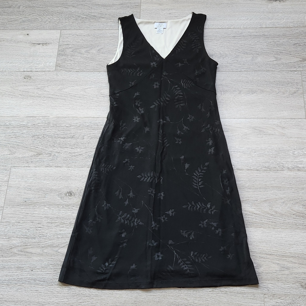 Ann Taylor Loft Black Floral Dress Womens 2 Sleeveless V-neck Dressy Wedding